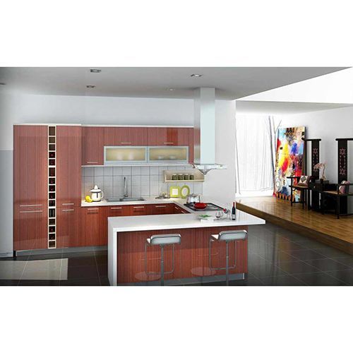 康宝厨柜-压模系列高光木纹饰面板-高光沙比利-u产品图片,康宝厨柜-压